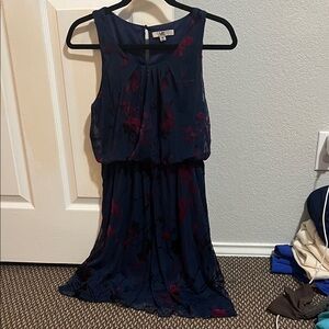 Ya Los Angeles Navy and Red Floral Mini Dress